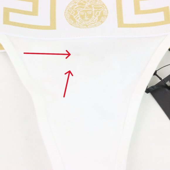 Versace Greca Border Women's White & Gold Cotton Thong Underwear - Size 2 - NWD - Picture 5 of 6